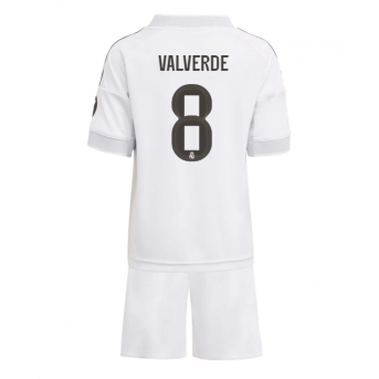 Billige Fotballdrakt Real Madrid Federico Valverde #8 Replika Hjemmedraktsett Barn 2025-26 Kortermet (med bukser)